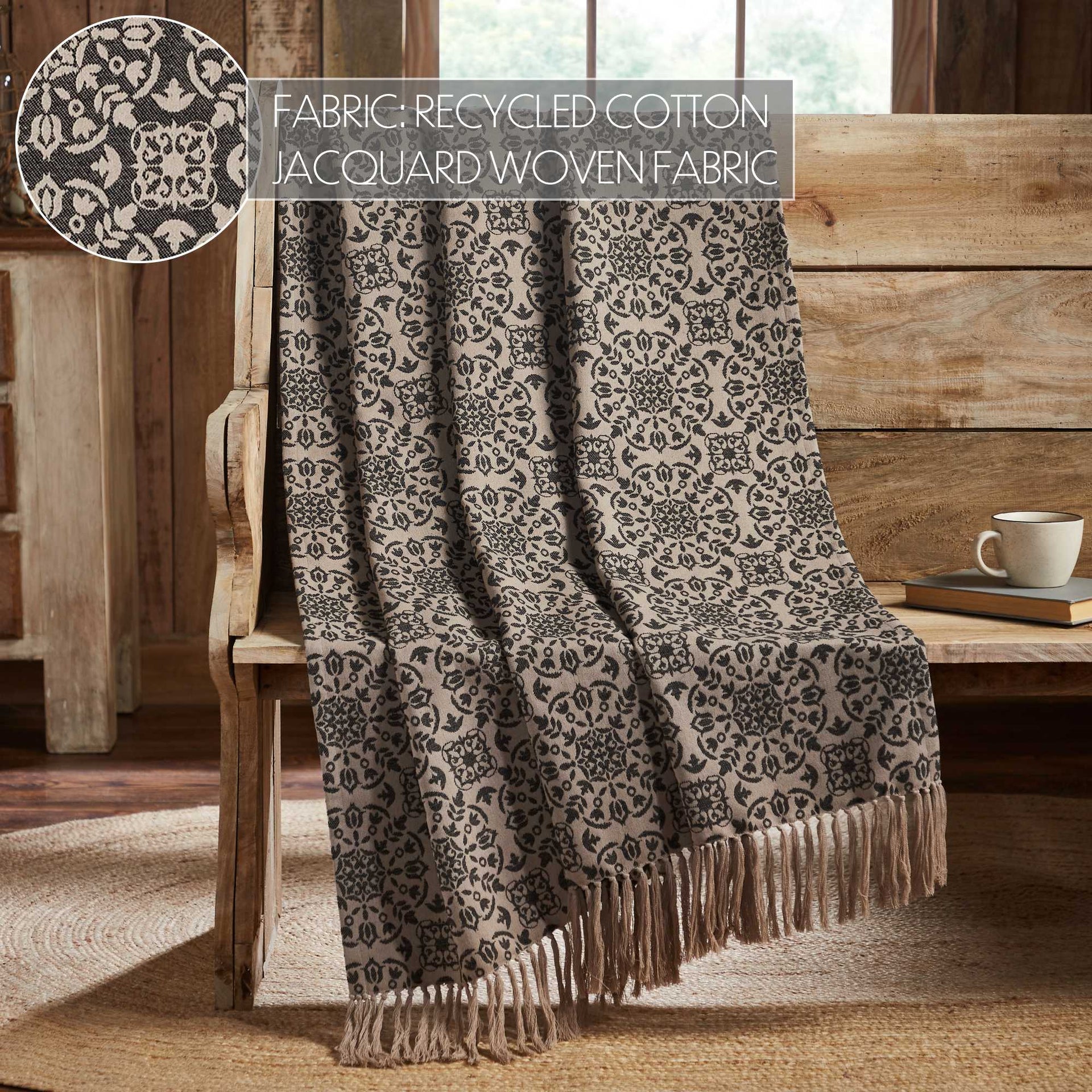Custom House Black & Tan Woven Throw — 50x60