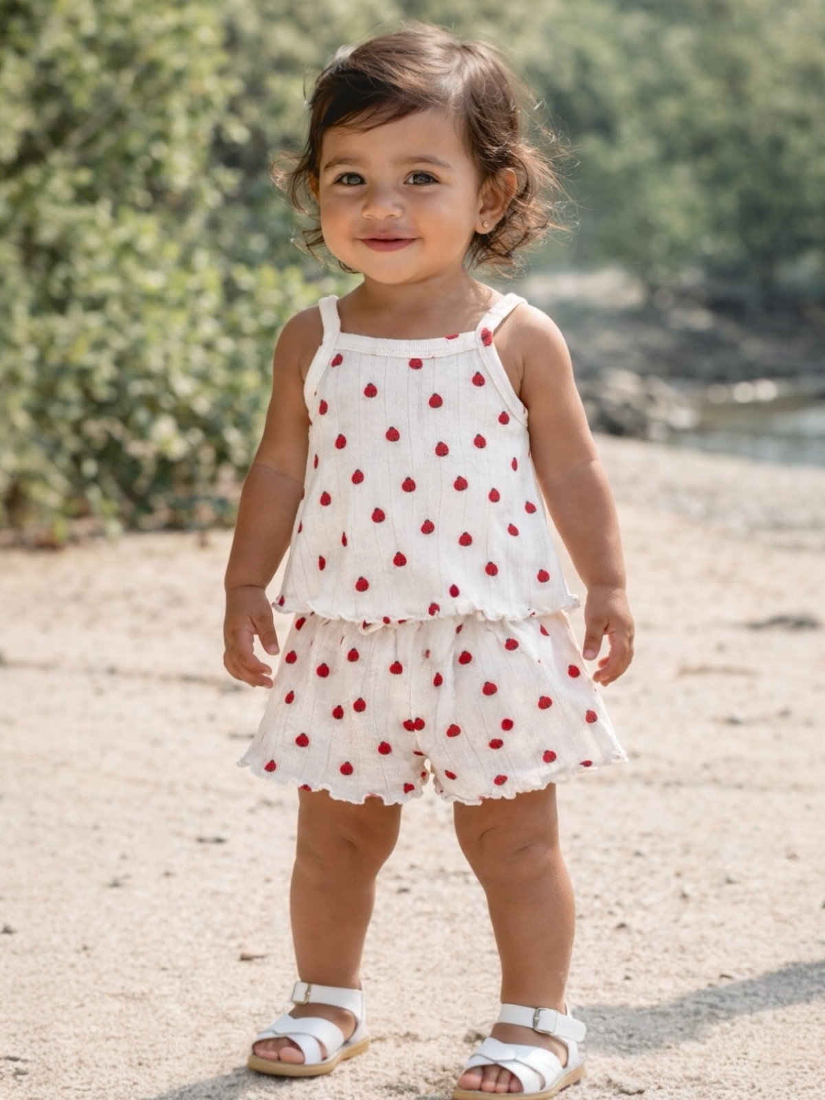 Ladybug Organic Pointelle Summer Set — Baby Girl