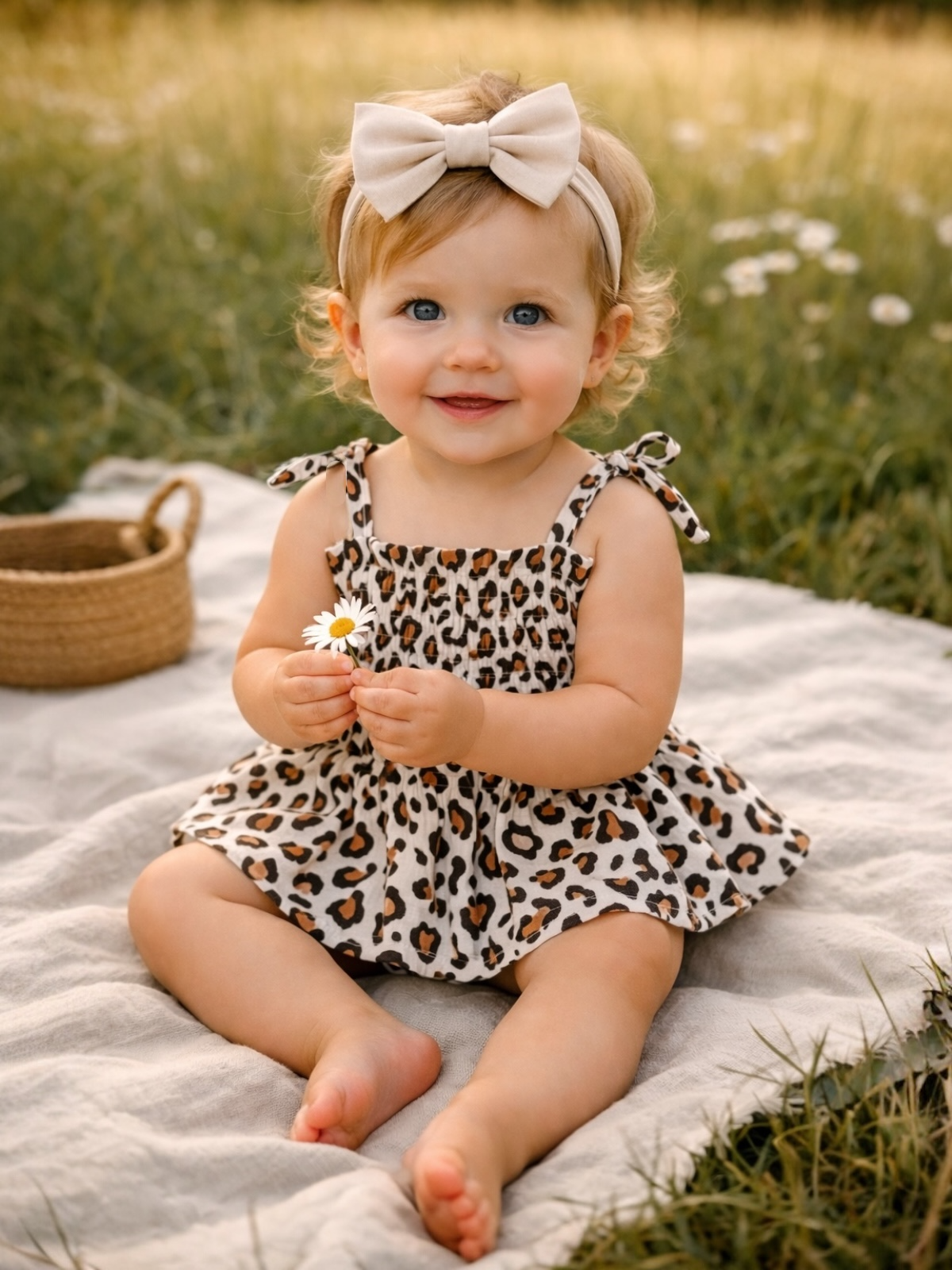 Leopard Muslin Smocked Bubble Dress with Skirt — Baby Girl