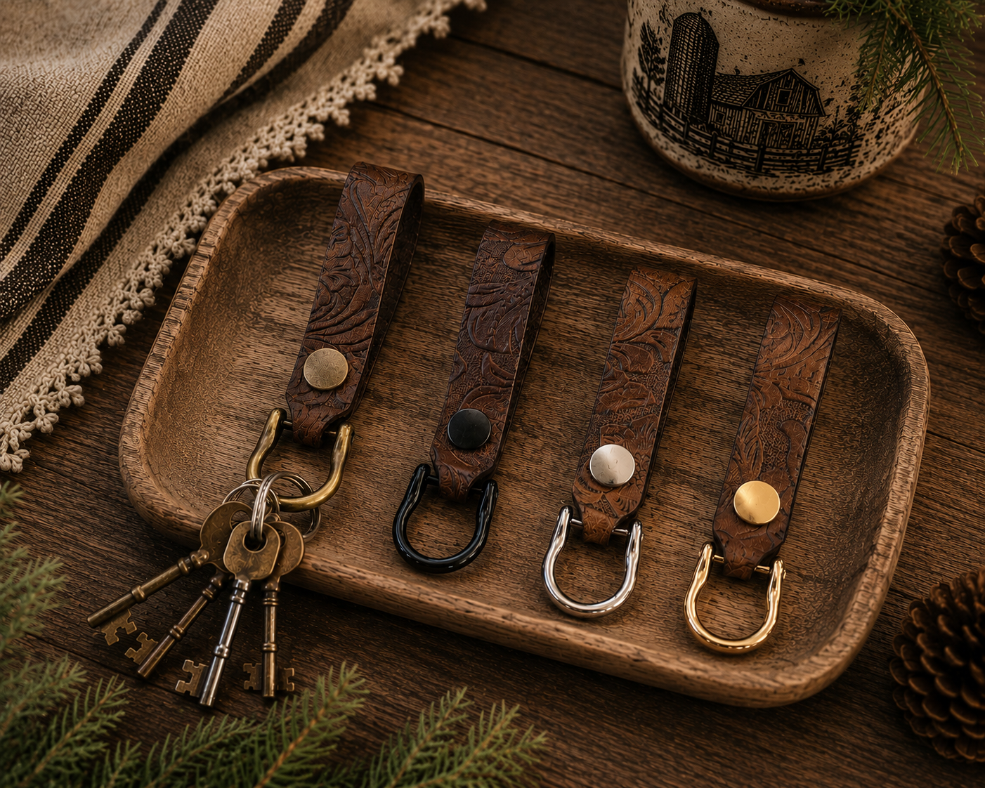 Handmade Tooled Leather Keychain