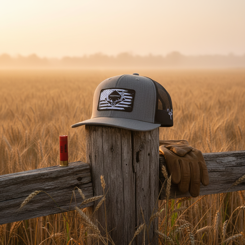 American Skull Buck Hat Close Up Farm Display