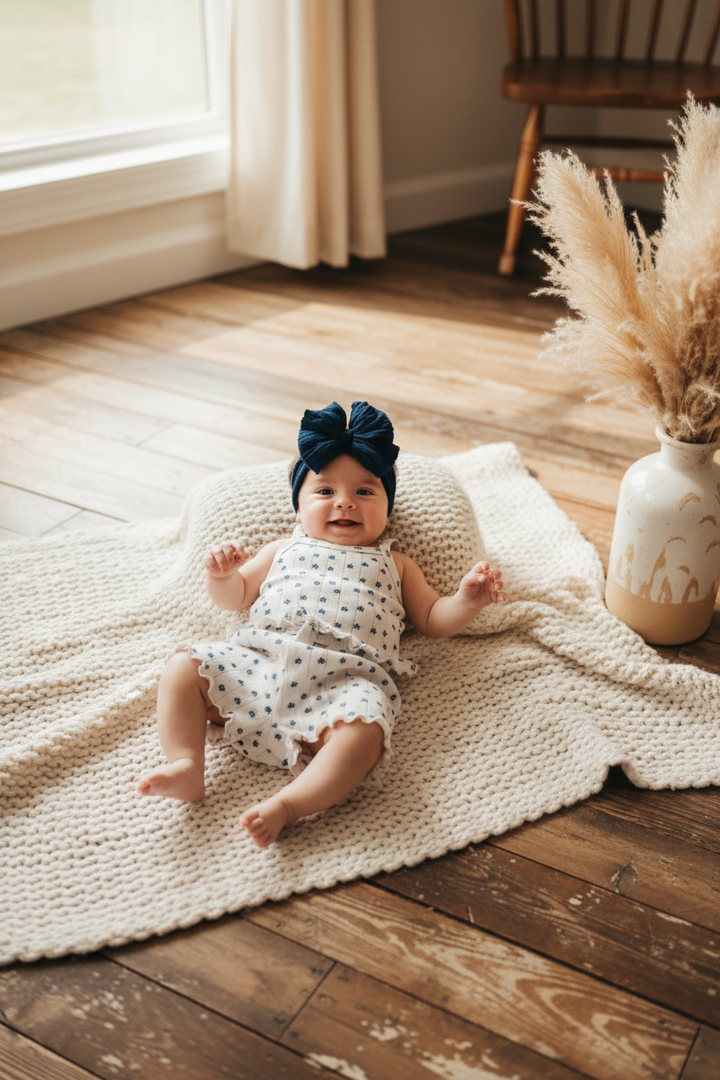 Blue Wildflower Pointelle Baby Lifestyle