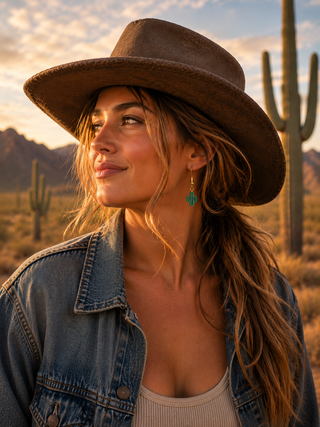 Desert Bloom Cactus Drop Earrings