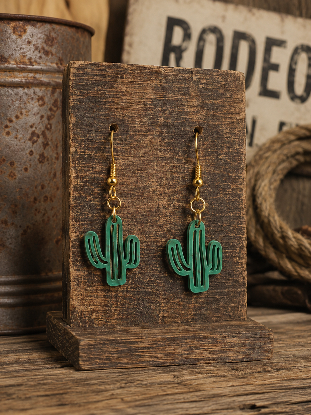Desert Bloom Cactus Drop Earrings