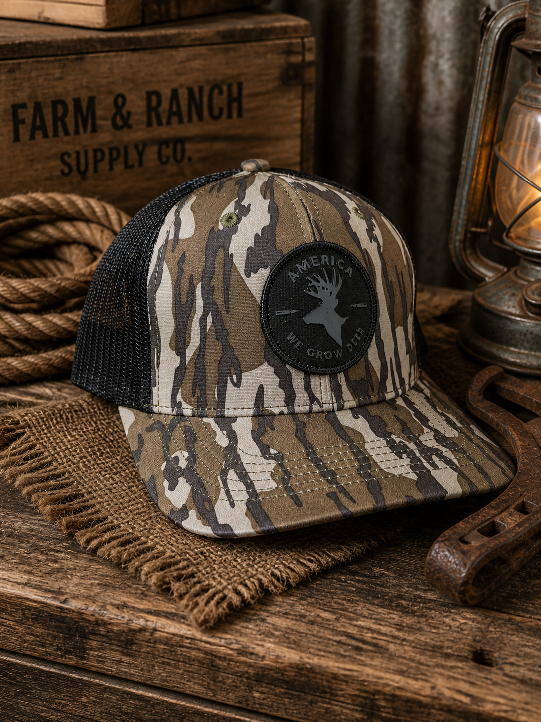We Grow Deer Camo Snapback Hat