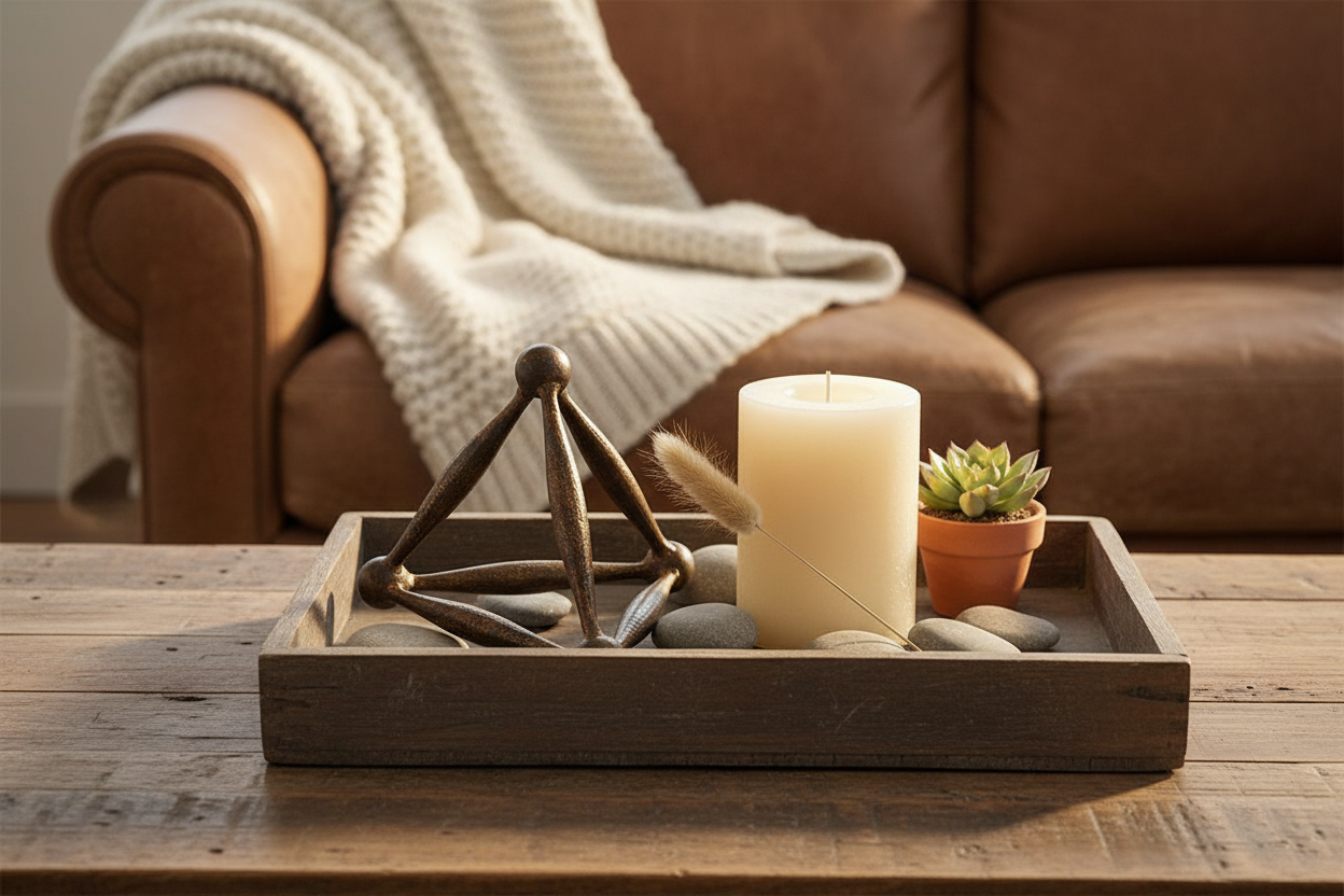 Cast Iron Triangle Metal Decor - Rustic Coffee Table Tray