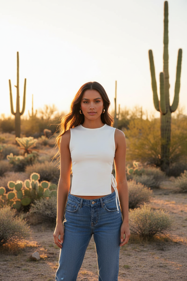 Desert Knot Crop Top in White — Desert Lifestyle