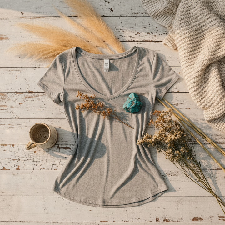 Desert Sand Bralette Tee — Boho Farmhouse Flat Lay
