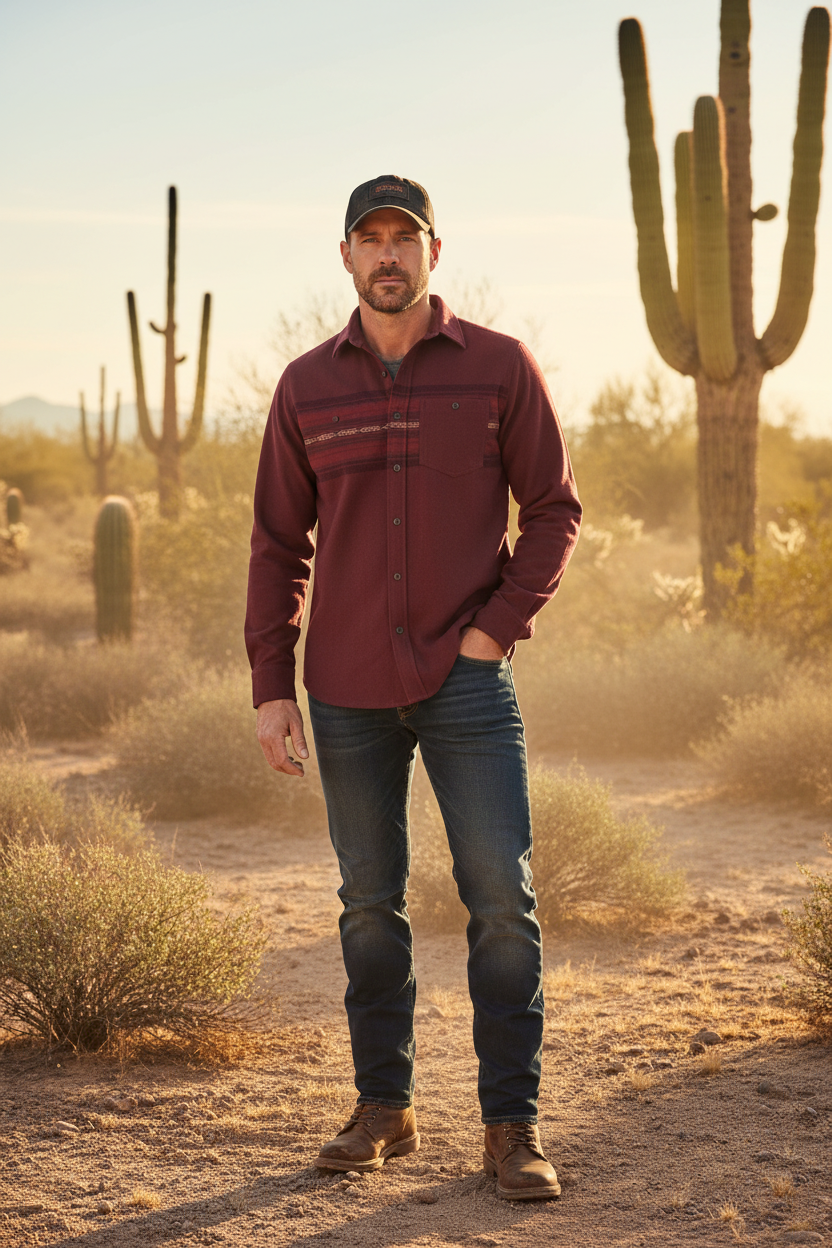Dustoff Chamois Maroon — Desert Lifestyle 1
