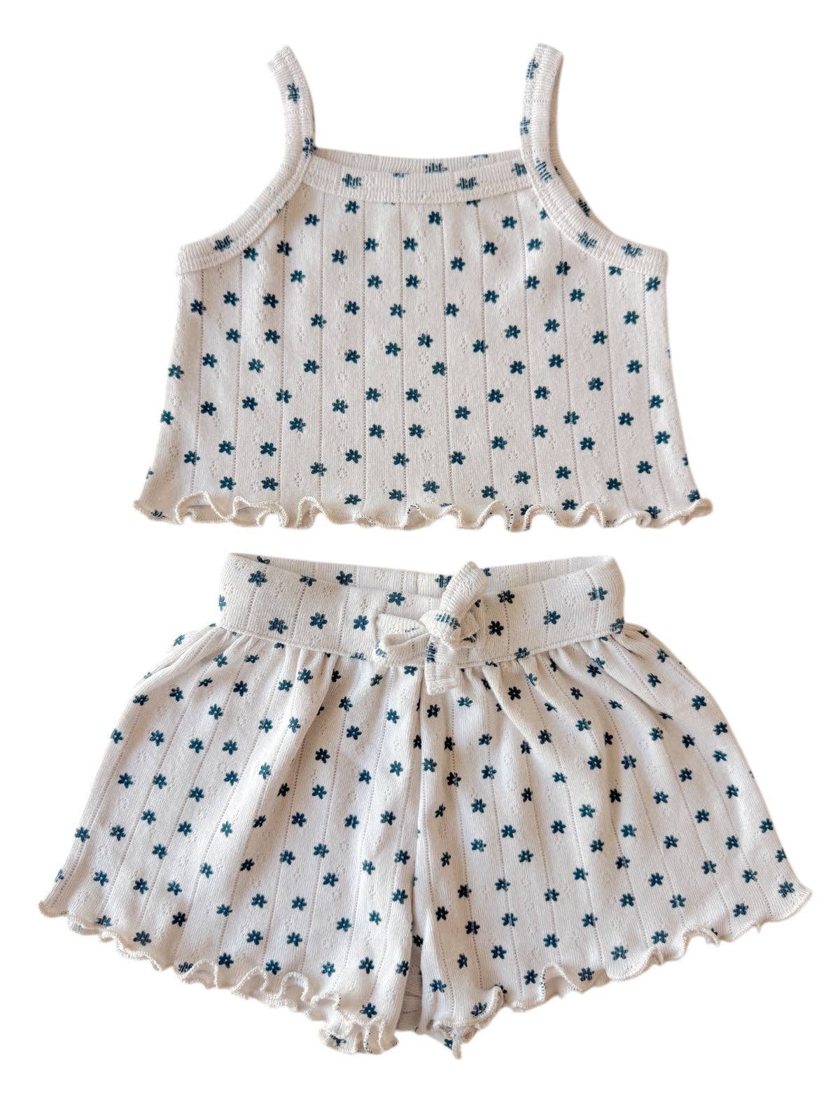 Blue Wildflower Organic Pointelle Summer Set