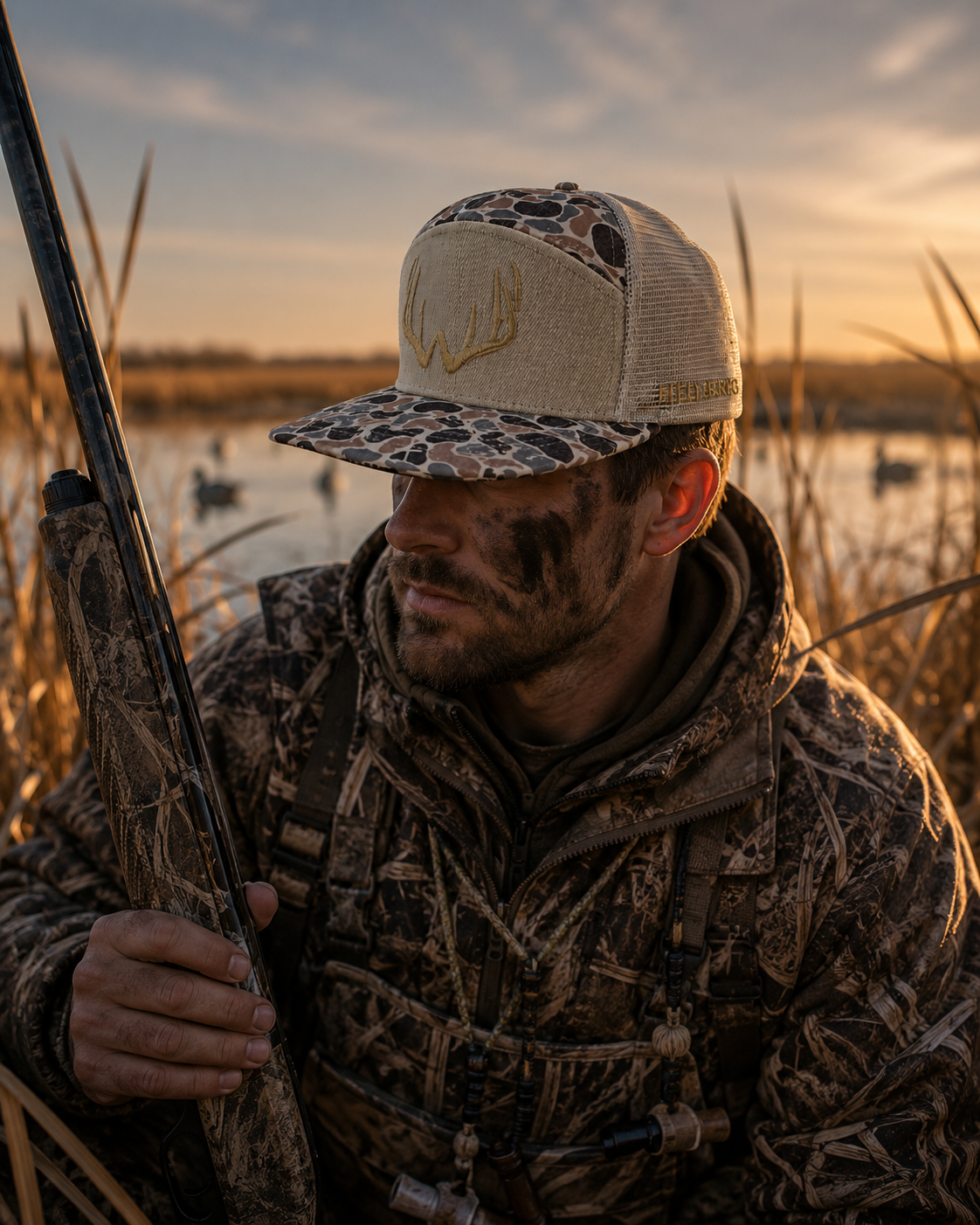 Woodlands Camo Rack 7-Panel Snapback Hat