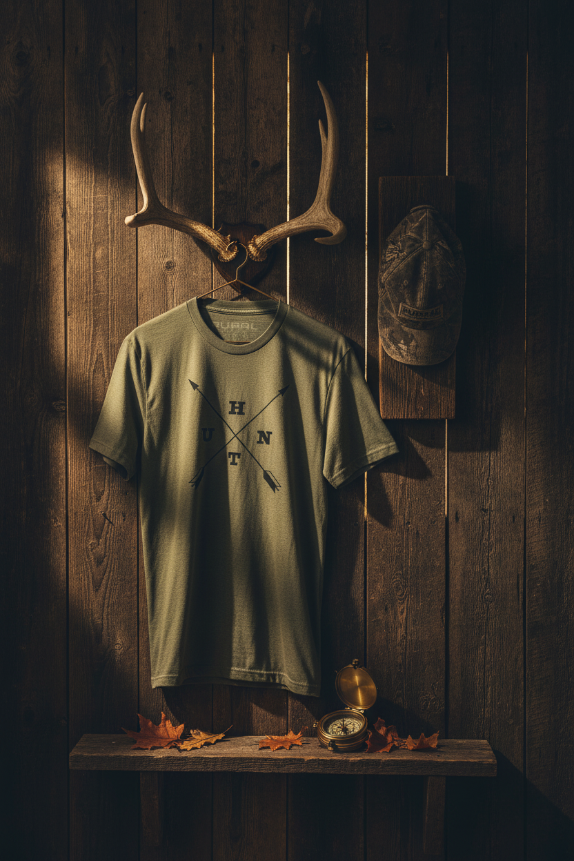 HUNT Tee — Rustic Barn Hanging Display