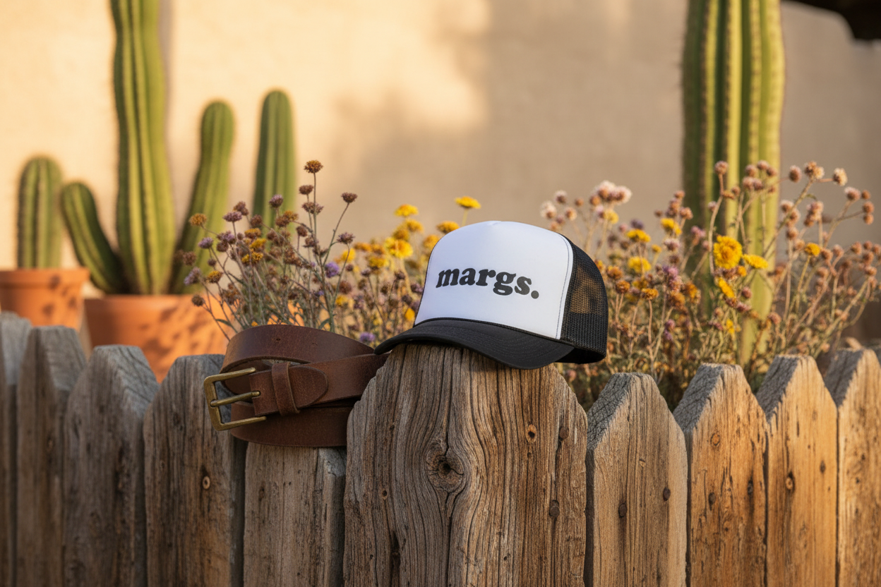 Margs trucker hat rustic display photo