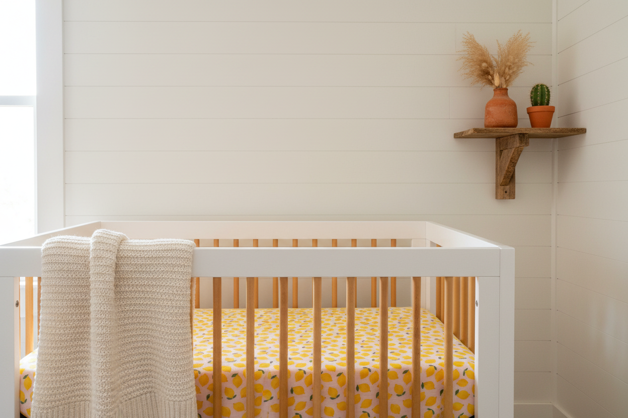 Lemon Sorbet Muslin Crib Sheet - Rustic Farmhouse Nursery