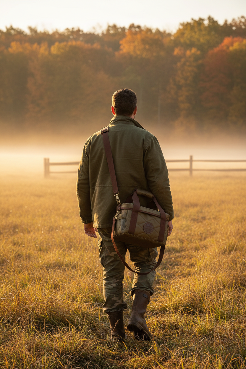 Quilted Cooler Bag — Outdoorsman Heading to the Field