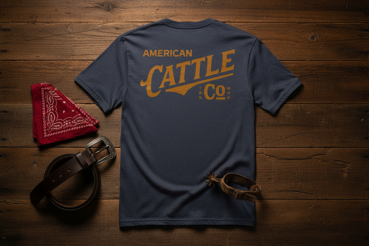 Red Label Tee — Back Rustic Flat Lay