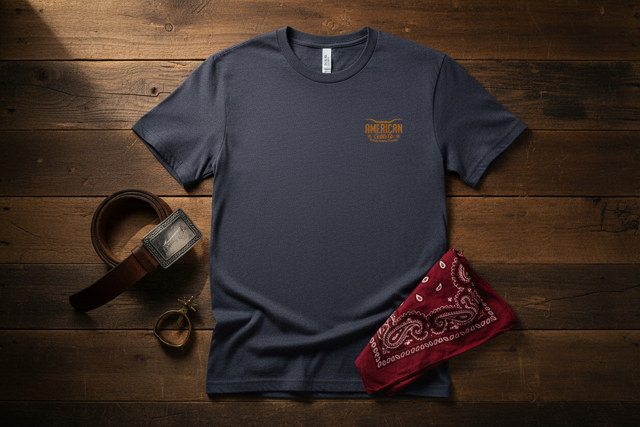 Red Label Tee — Front Rustic Flat Lay