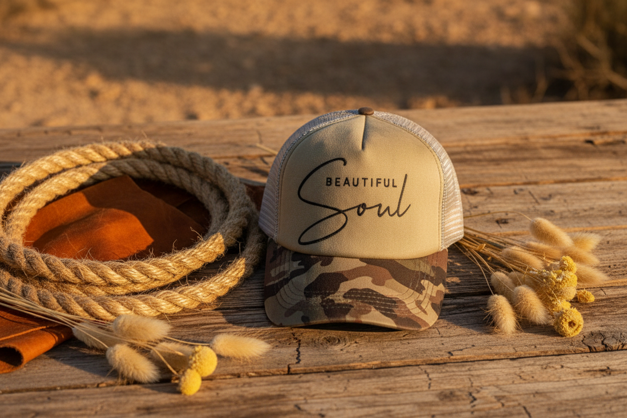 Rustic Camo Beautiful Soul Hat Display