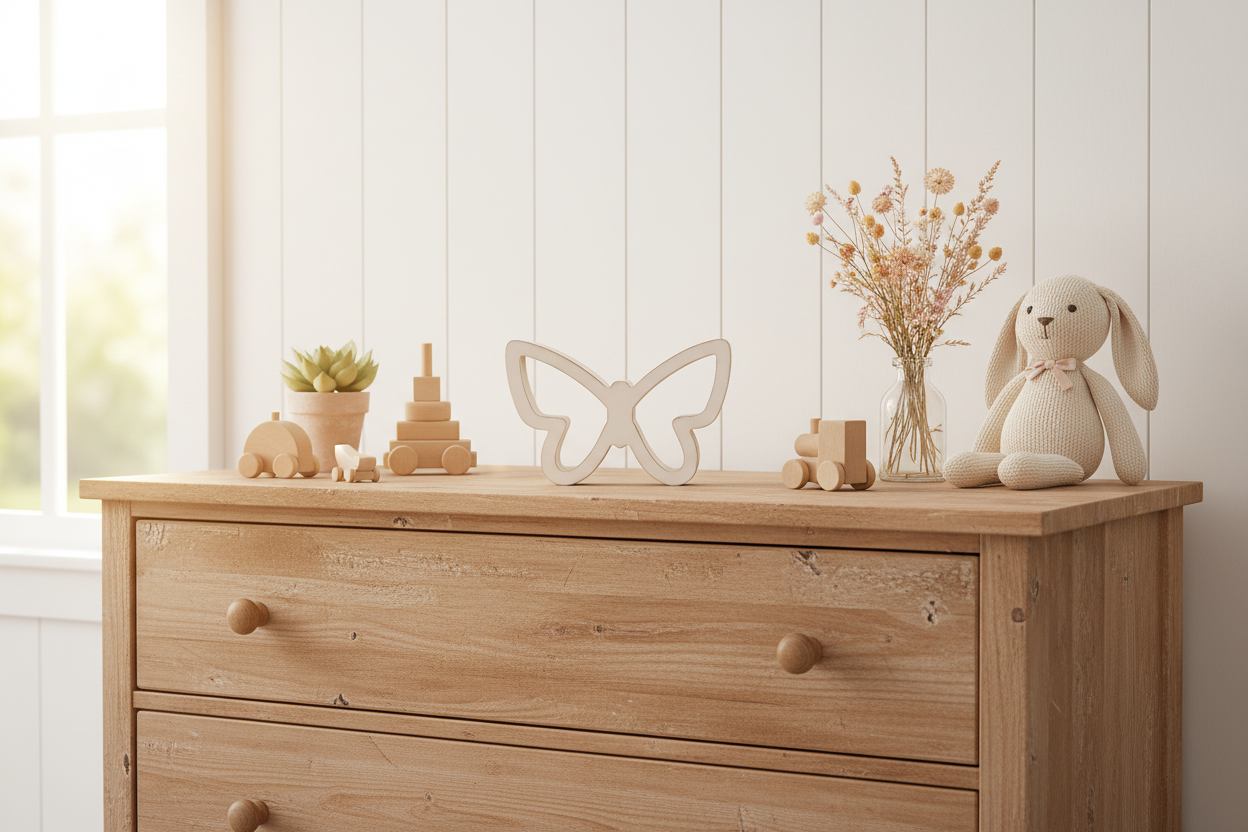 Rustic Farmhouse Butterfly Decor - Children's Dresser Display