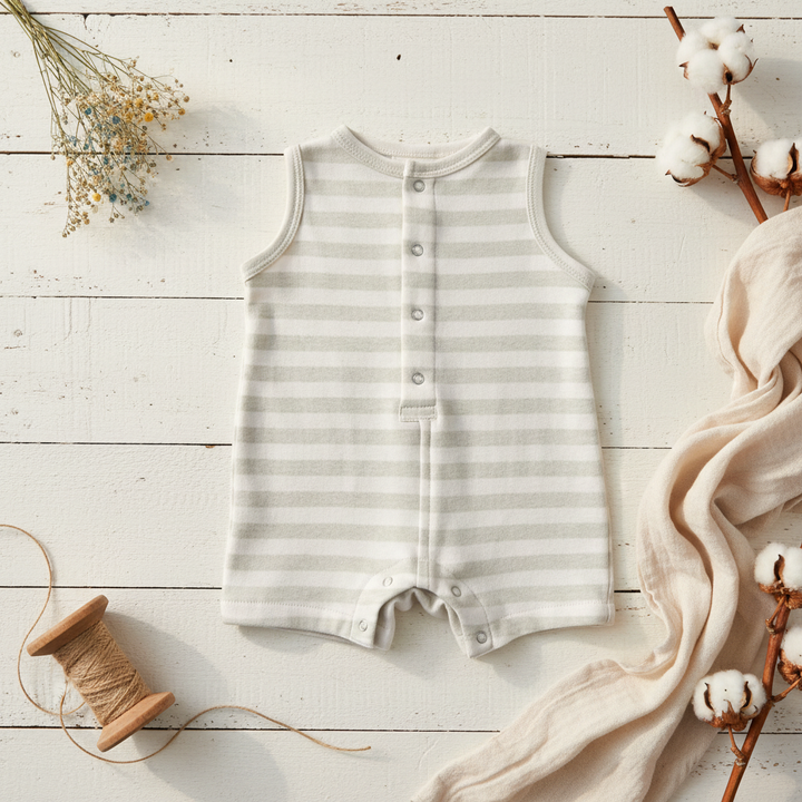 Sage Stripe Shortie Flat Lay
