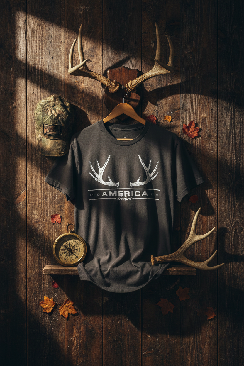 Showoff Whitetail Tee — Rustic Barn Hanging Display