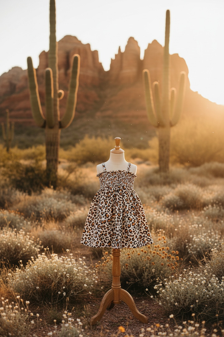 SIIX Leopard Muslin Smocked Tube Dress - Desert Display