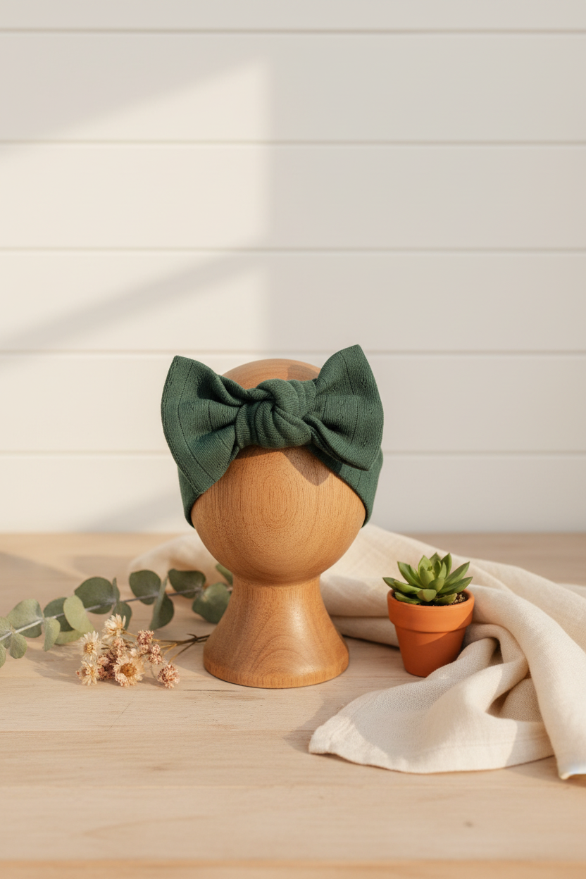 SIIX Pine Organic Pointelle Headband - Wooden Head Display