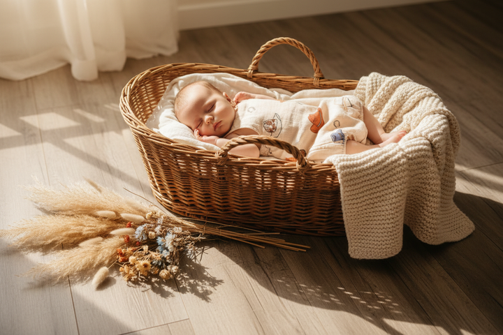 SIIX Western Muslin Retro Sunsuit - Baby in Bassinet