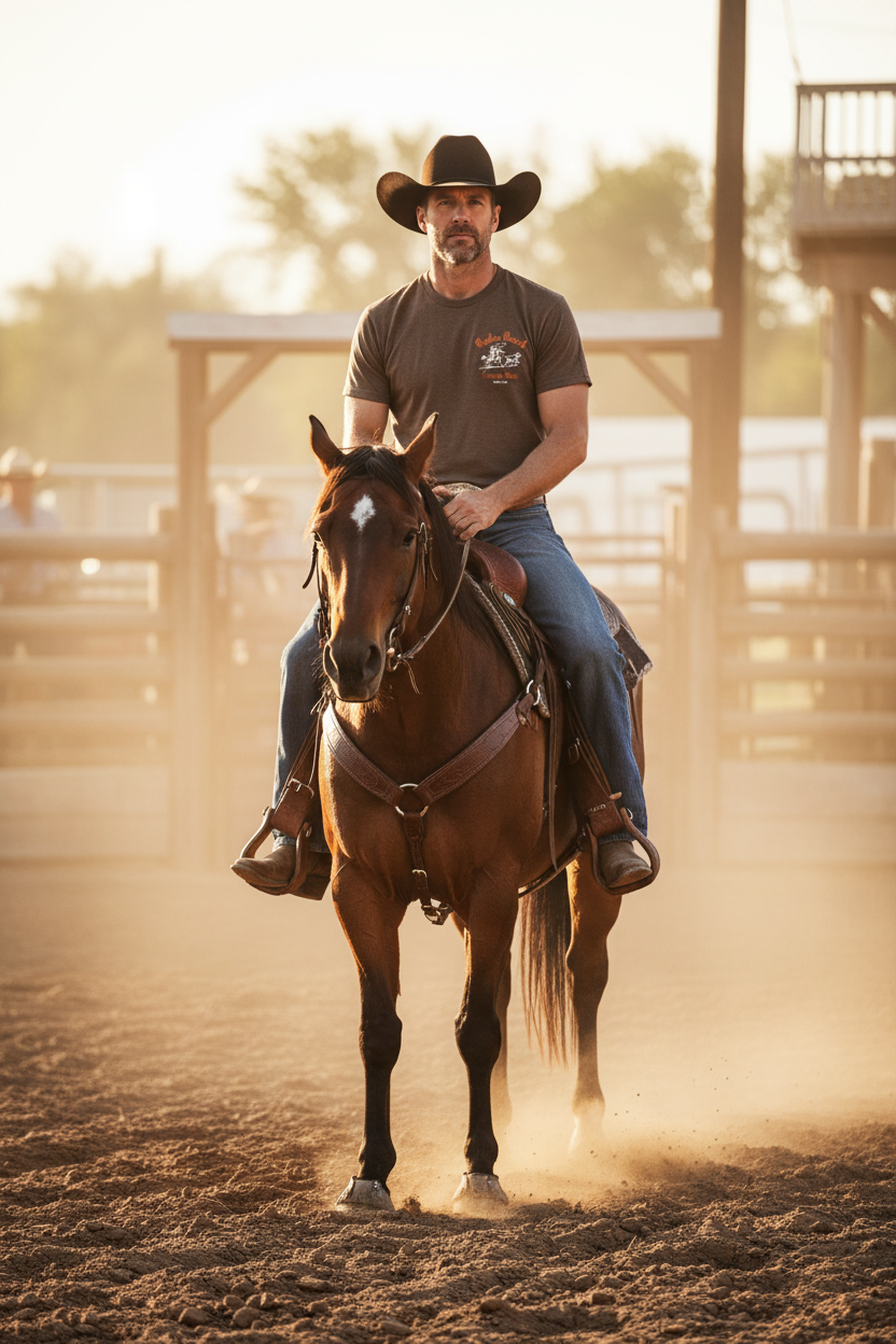 Vintage Roping Tee Cowboy on Horse at Rodeo