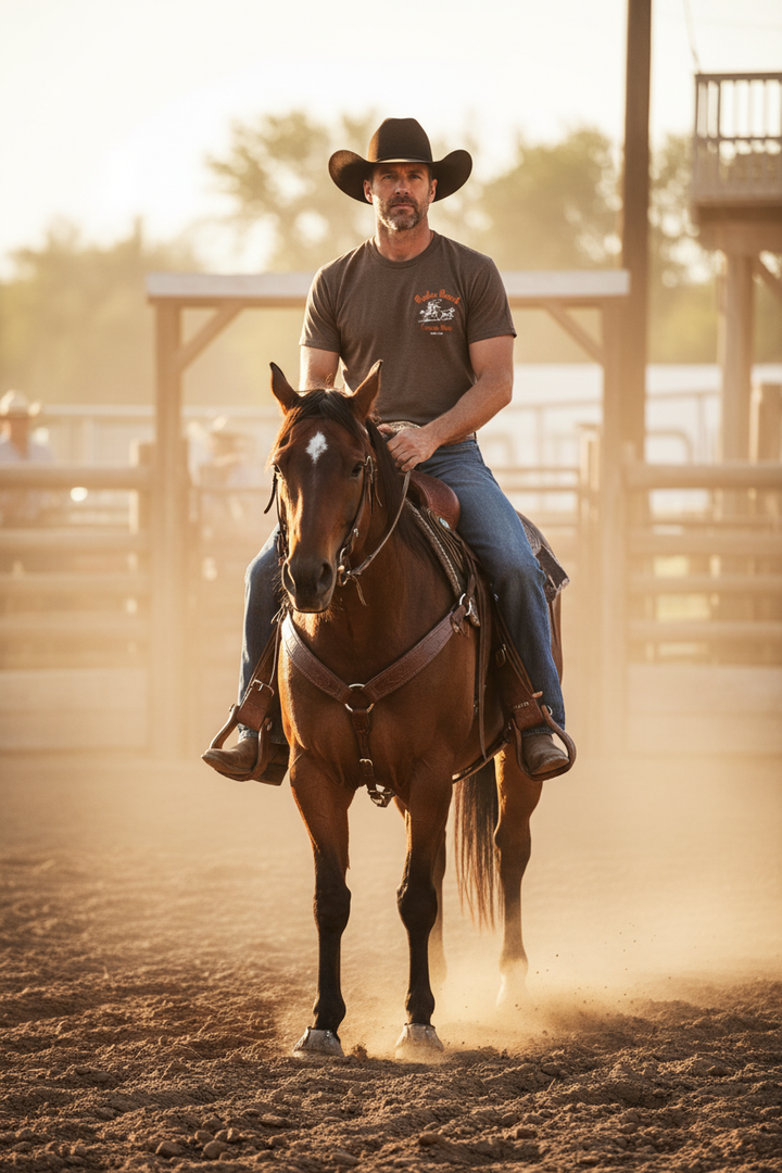 Vintage Roping Tee Cowboy on Horse at Rodeo