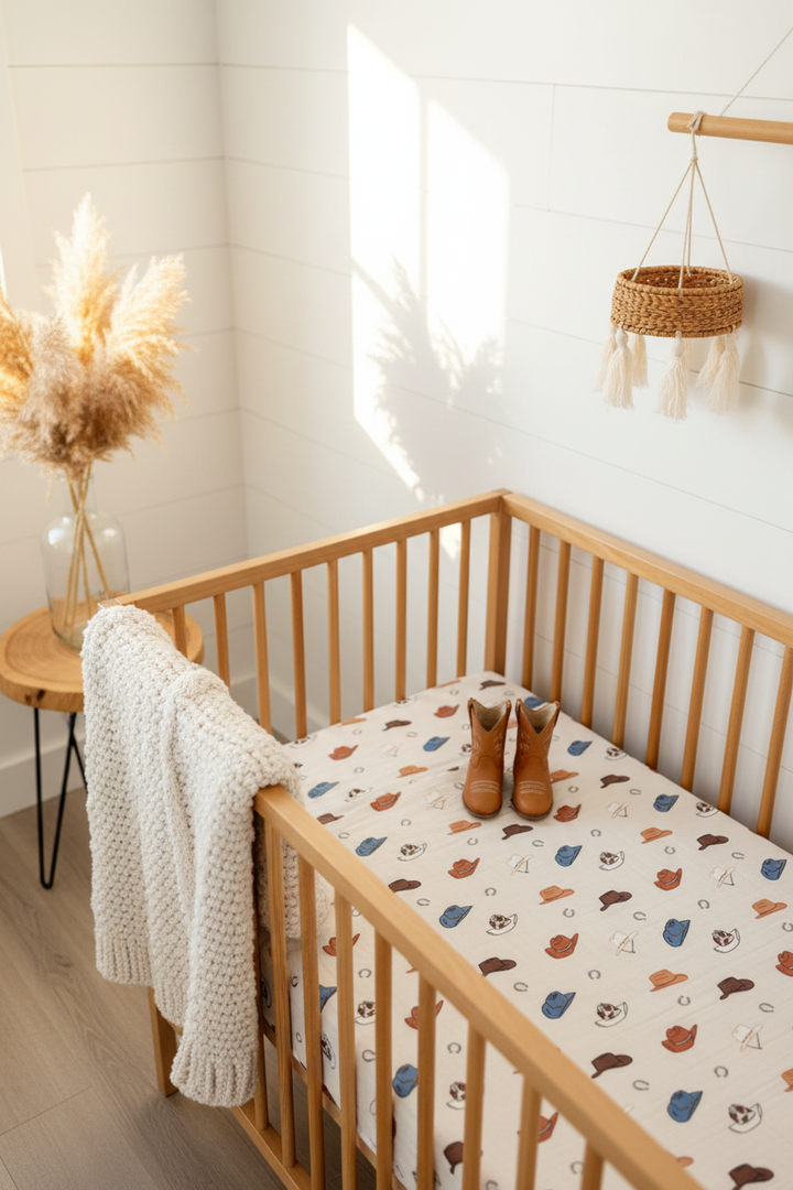 Western Muslin Crib Sheet Farmhouse Nursery