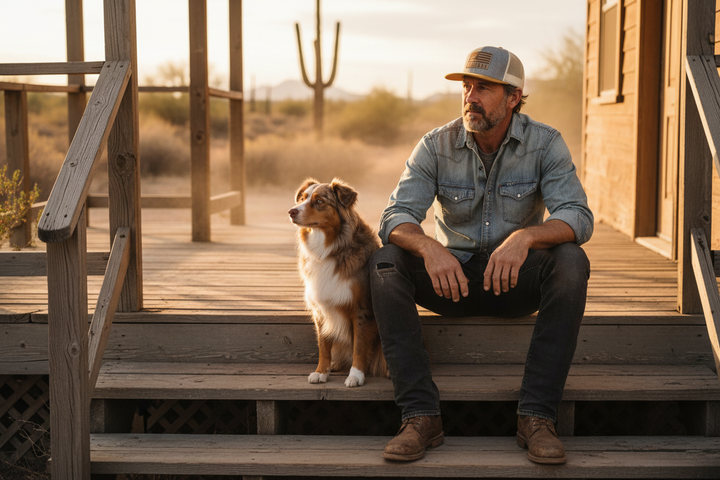 Westrek Flag Patch Snapback - Man & Dog on Porch