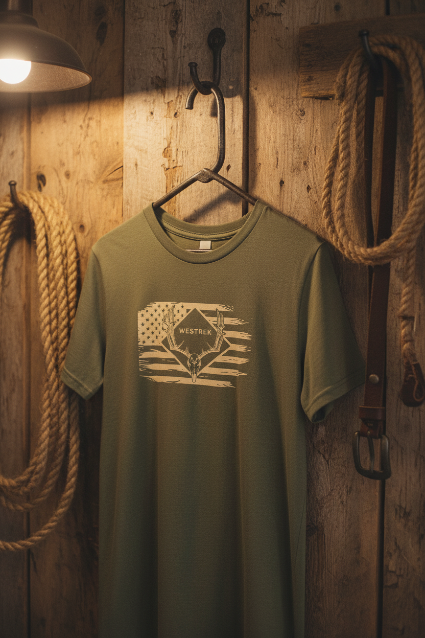 Westrek Wes Nation Skull Buck Tee - Rustic Hanging Display